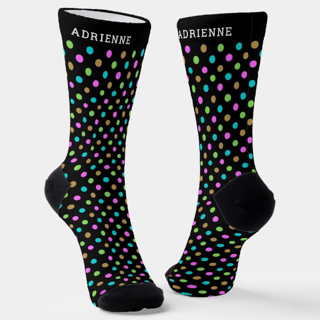 Calcetines Simple Polka Dots Pattern Personalized Black (Angular)