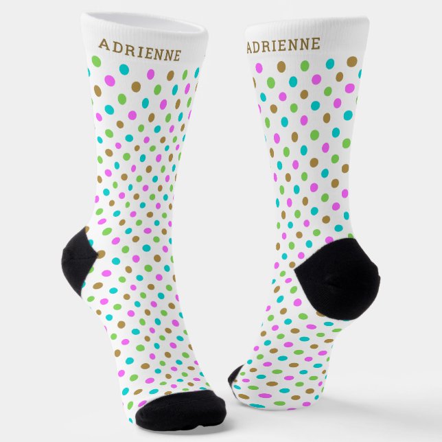 Calcetines Simple Polka Dots Pattern Personalized White (Angular)