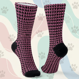 Calcetines simples de huellas de patas negras y ro