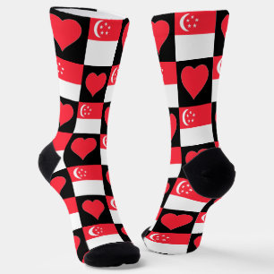Calcetines Singapur: Patrón cardíaco de bandera se burla del