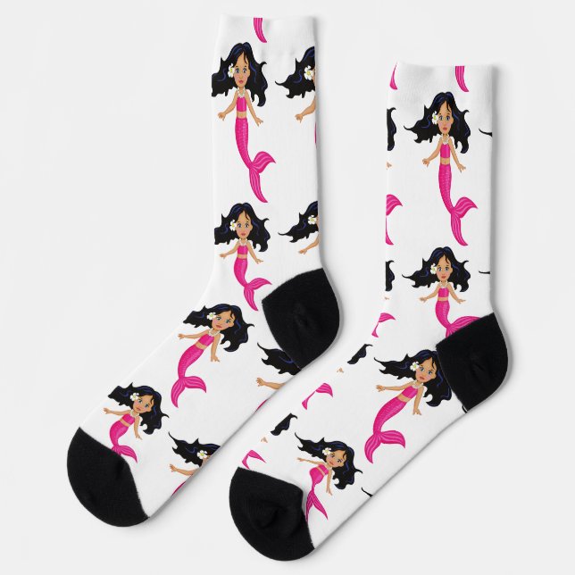 Calcetines Sirena Adorable de Cola Rosa Thunder_Cove (Izquierda)