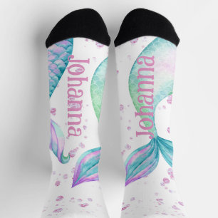 Calcetines Sirenita de color de agua personalizada