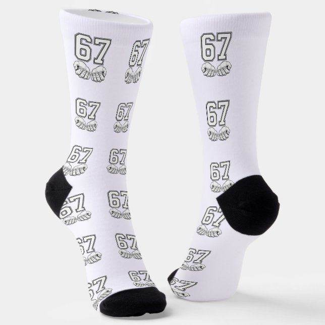 Calcetines Six Seven 6 7 Meme Funny Hands Socks (Angular)