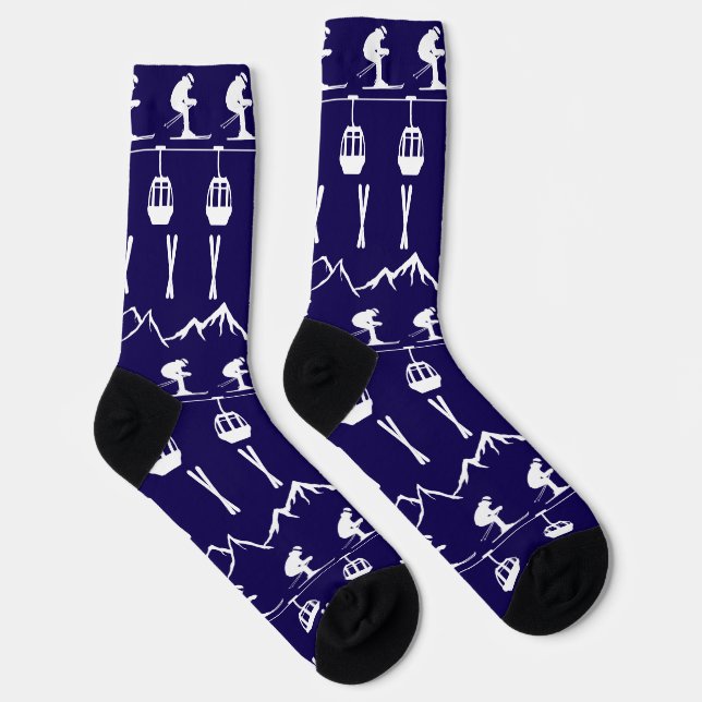Calcetines Skiers Skiing Mountains and Cable Cars Patterned (Derecha)