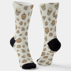 Calcetines Skulls y calabazas Patrón Halloween