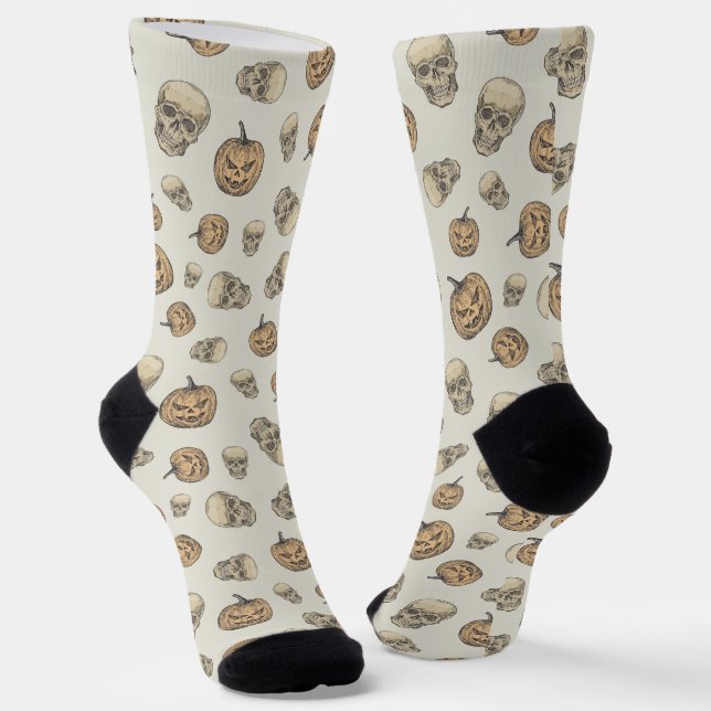 Calcetines Skulls y calabazas Patrón Halloween (Angular)