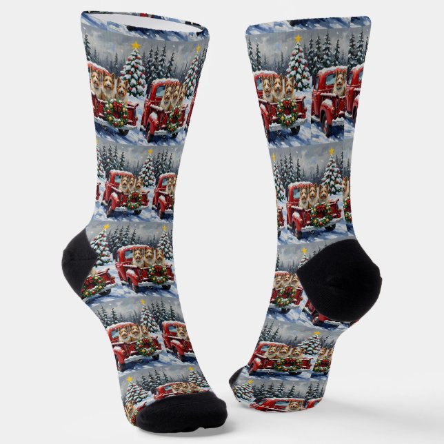 Calcetines Skye Terrier Christmas Red Truck Holiday (Angular)