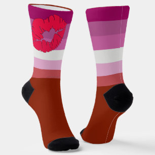 Calcetines SlipperyJoe lápiz labial bandera de orgullo lésbic