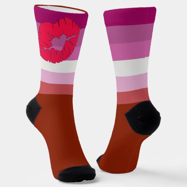 Calcetines SlipperyJoe lipstick bandera de orgullo lesbiana f (Angular)