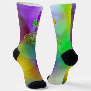 Calcetines SlipperyJoe's festivo tema Mardi Gras púrpura ver