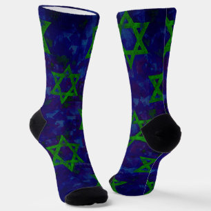 Calcetines SlipperyJoe's Hanukkah filas verdes Estrellas de D
