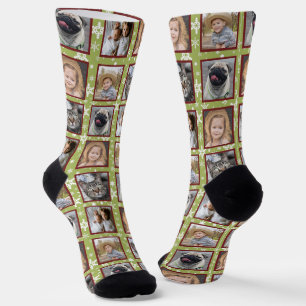 Calcetines Snowflake 5 Personalizado Collage de fotos familia