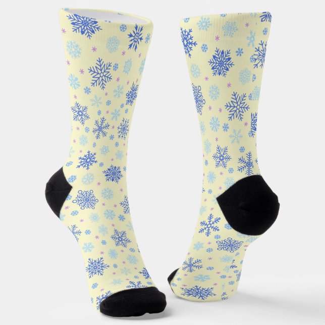 Calcetines Snowflakes Pastel Amarillo Elegante Estilo Amarill (Angular)