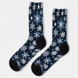 Calcetines Snowflakes Winter Design Blue Cold Cute