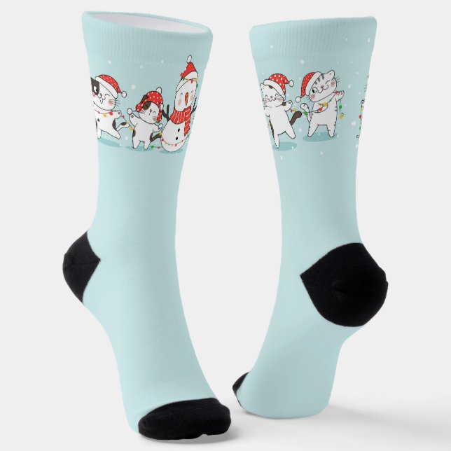 Calcetines Snowman y gatitos con luces Navidades (Angular)