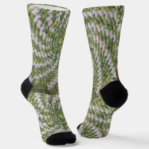 Calcetines Sock (ao) - Espiral de crochet en blanco y verde