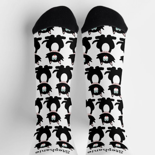 Calcetines Socks Black Cat Design (Arriba)