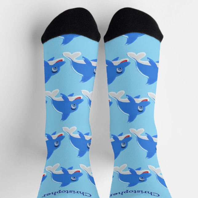 Calcetines Socks Blue Dolphin Design (Arriba)