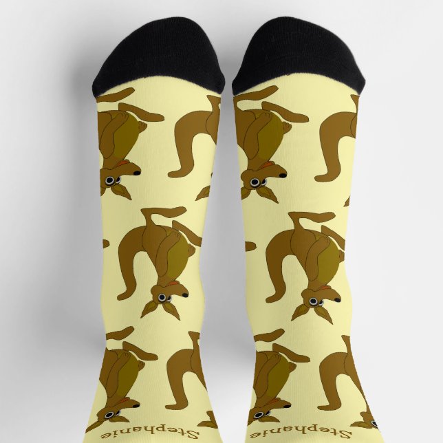Calcetines Socks Brown Kangaroo Design (Arriba)