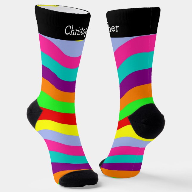 Calcetines Socks Colourful Wavy Stripes Design (Angular)