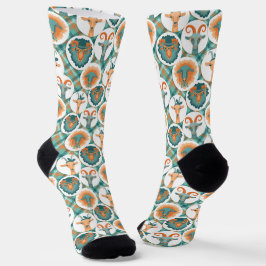 Calcetines Socks de cabras hipster verde azuladas y de terrac