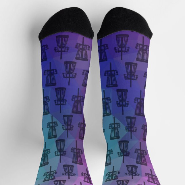 Calcetines Socks de disco de golf - Negro patrón de canasta (Arriba)