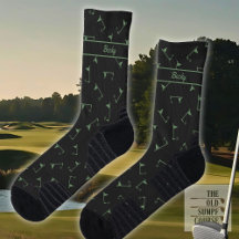 Socks de golf en negro y verde, añade tu nombre
