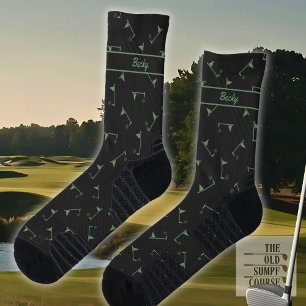 Calcetines Socks de golf en negro y verde, añade tu nombre