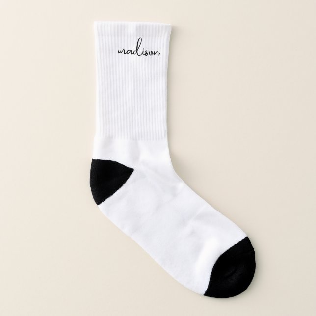 Calcetines Socks de guiones blancos personalizados (Parte exterior derecha)