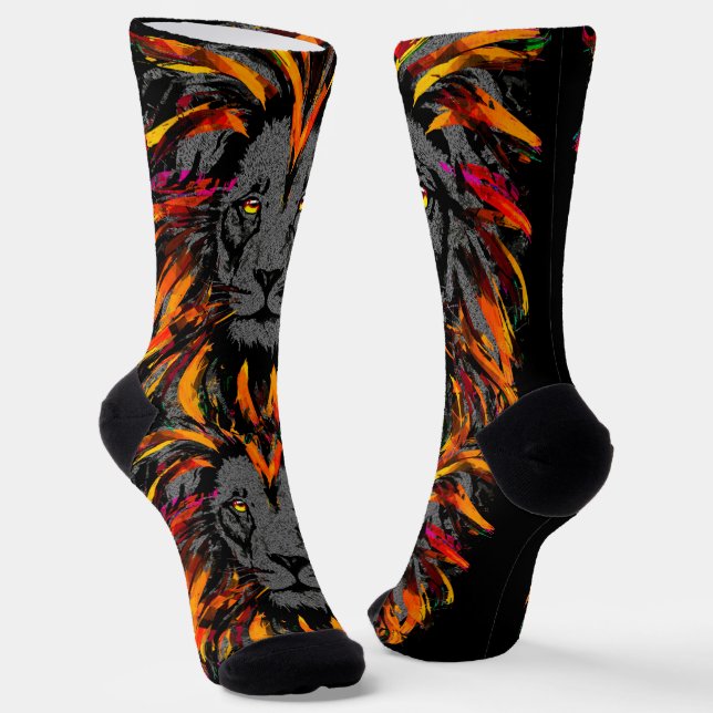 Calcetines Socks de león | Lazos de león oscuro Naranja (Angular)
