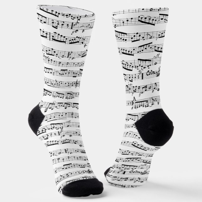 Calcetines Socks de música en blanco y negro - notas musicale (Angular)