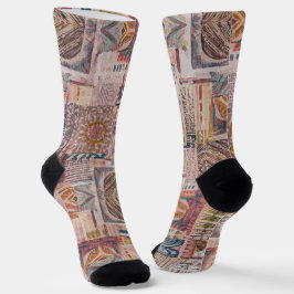 Calcetines Socks de tripulaciones abstractas de patchwork étn