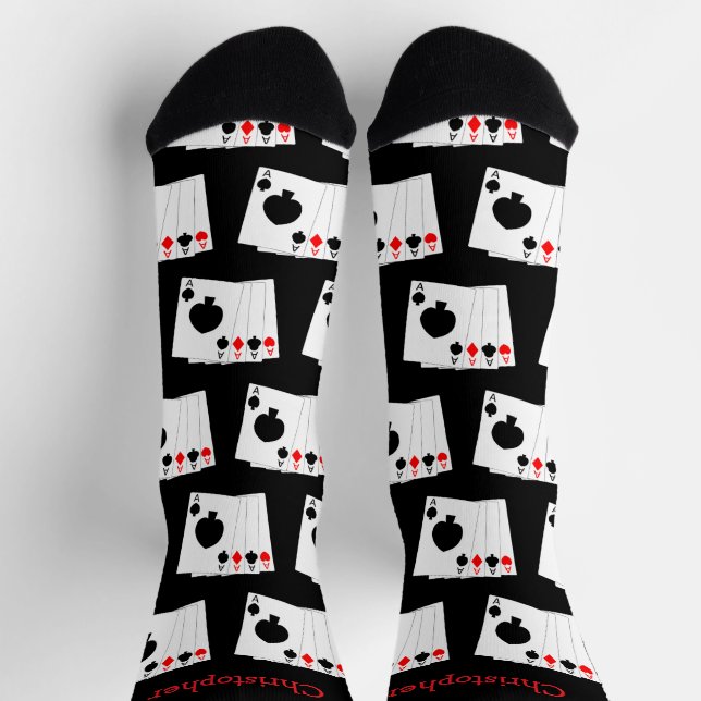 Calcetines Socks Deck Of Cards Four Aces Design (Arriba)