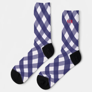 Calcetines Socks Monogramed Pattern de Navy Gingham