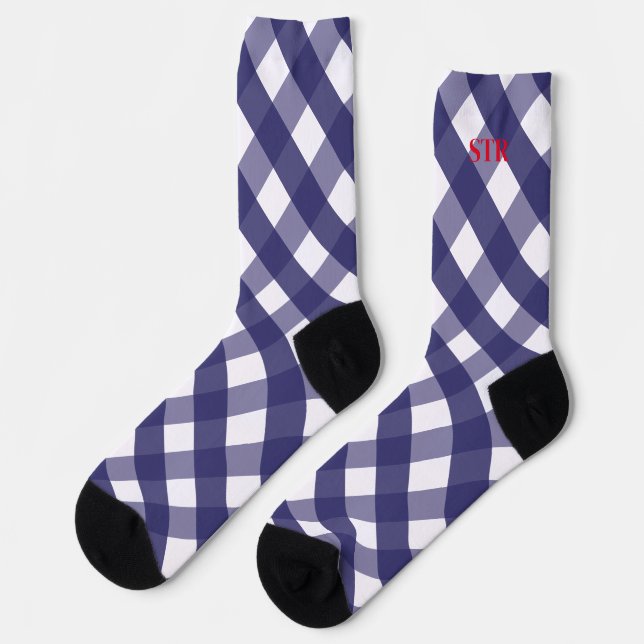 Calcetines Socks Monogramed Pattern de Navy Gingham (Izquierda)
