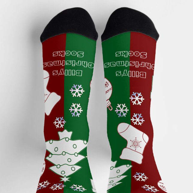 Calcetines Socks Navidades personalizados - mitad rojo mitad  (Arriba)