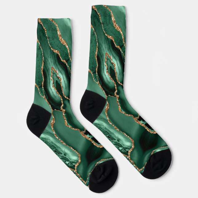 Calcetines Socks Purpurinas de oro verde esmeralda (Derecha)