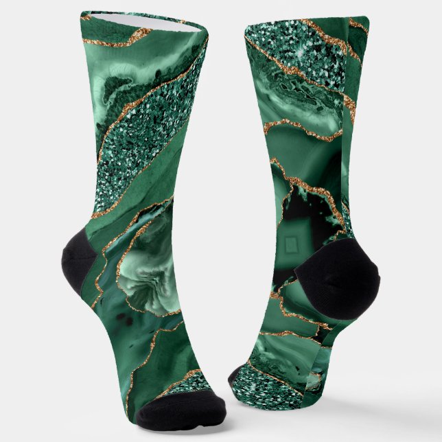 Calcetines Socks Purpurinas de oro verde esmeralda (Angular)