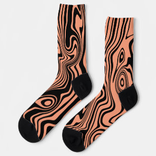 Calcetines Socks rayados ondulados negros y Naranjas escogen 