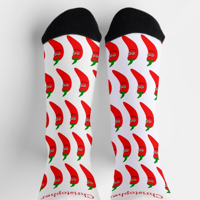 Calcetines Socks Red Chili Pepper Design (Arriba)