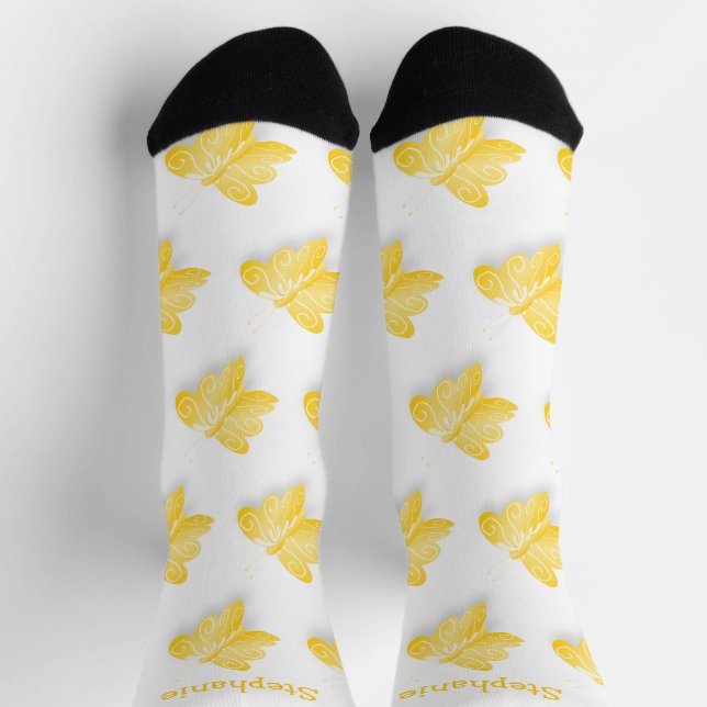 Calcetines Socks Yellow Butterfly Design (Arriba)