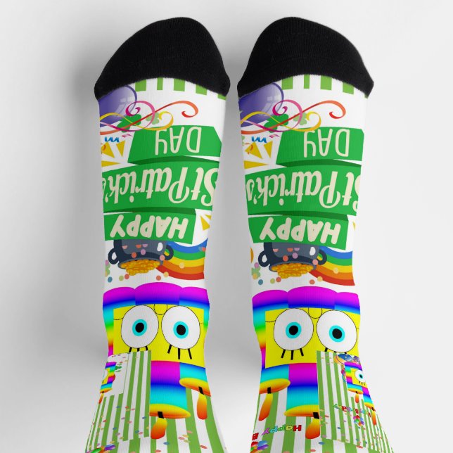 Calcetines Sócrates felices de cumpleaños de San Patricio (Arriba)