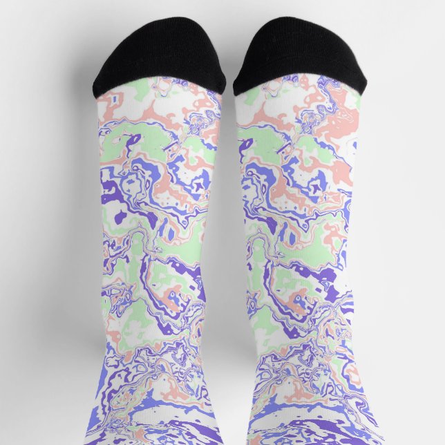 Calcetines Soft Pastel Funky Boho Retro Resumen Marble (Arriba)