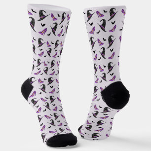 Calcetines Sombrero de Bruja Zapatos Morados y Murciélagos Pa