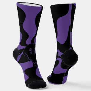 Calcetines Sonríe Funde Retro Morado y Negro