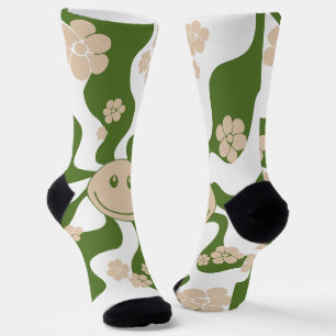 Calcetines Sonrisa en blanco, arena y verde pálido