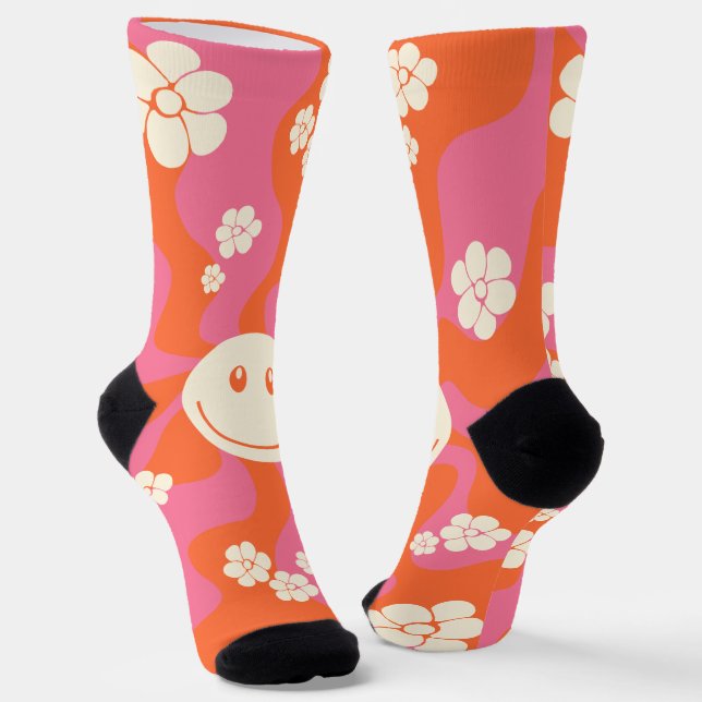 Calcetines Sonrisa - rosa, Naranja y crema (Angular)