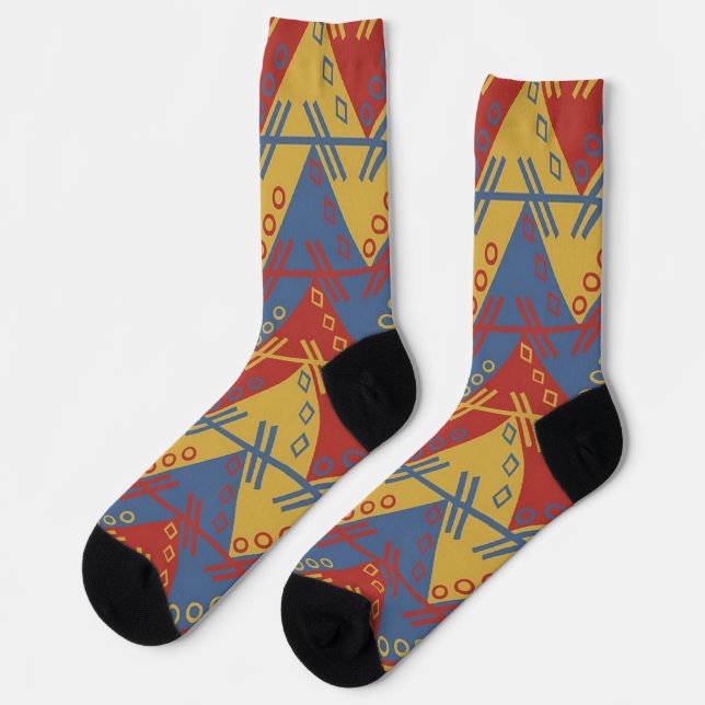 Calcetines Southwestern Red Gold and Blue Pattern (Izquierda)