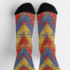 Calcetines Southwestern Red Gold and Blue Pattern