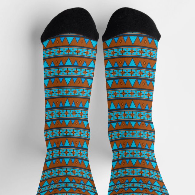 Calcetines Souwest Mountain Peak Geometric Stripe Turquoise (Arriba)
